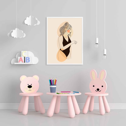 Girl In Swimsuit Portrait Art Frame For Wall Decor- Funkydecors Xs / White Posters Prints & Visual
