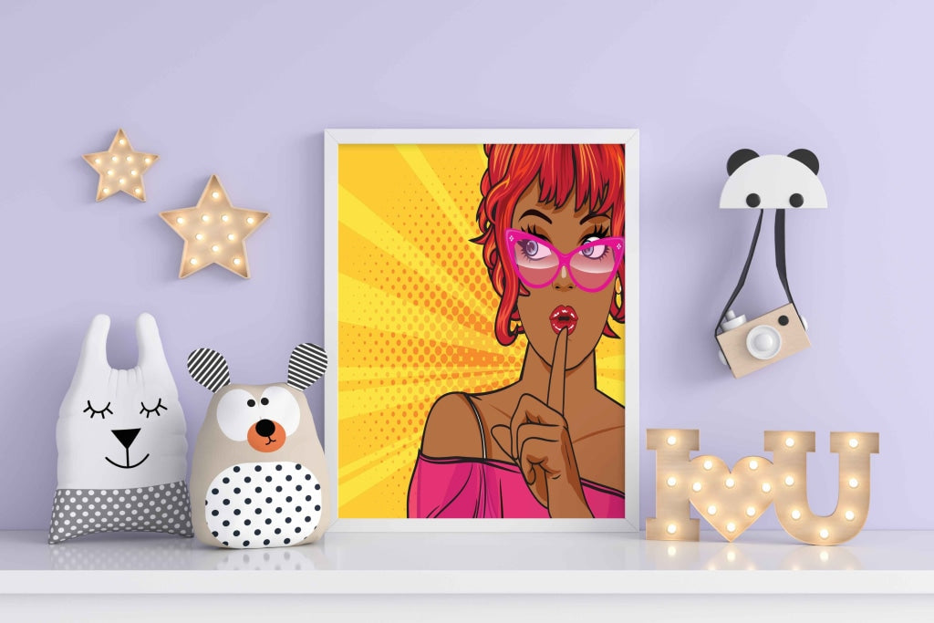 Girl Pop Art Frame For Wall Decor- Funkydecors Xs / White Posters Prints &amp; Visual Artwork
