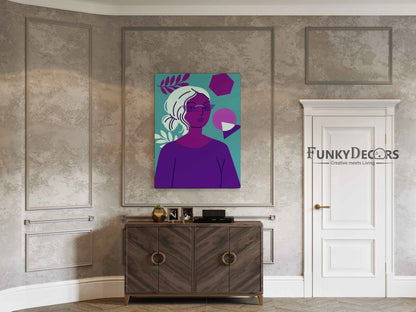 Girl With Glasses Portrait Art Frame For Wall Decor- Funkydecors Posters Prints & Visual Artwork