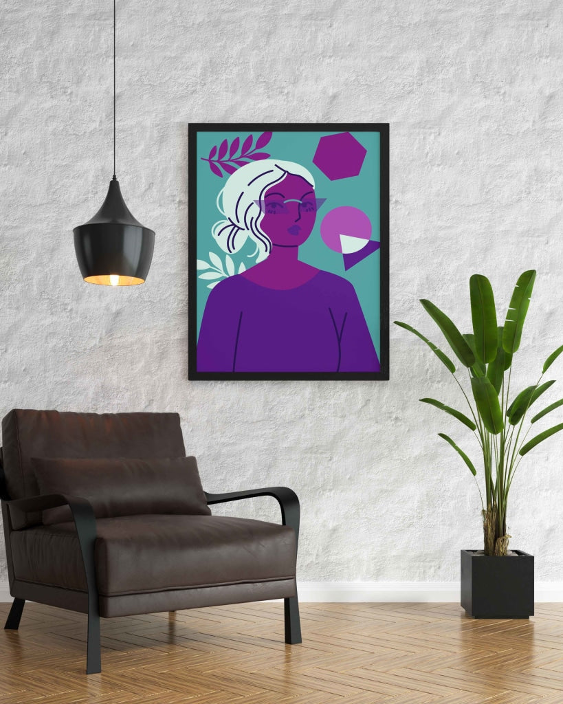 Girl With Glasses Portrait Art Frame For Wall Decor- Funkydecors Xs / Black Posters Prints & Visual