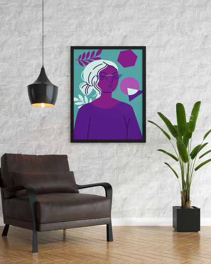 Girl With Glasses Portrait Art Frame For Wall Decor- Funkydecors Xs / Black Posters Prints & Visual