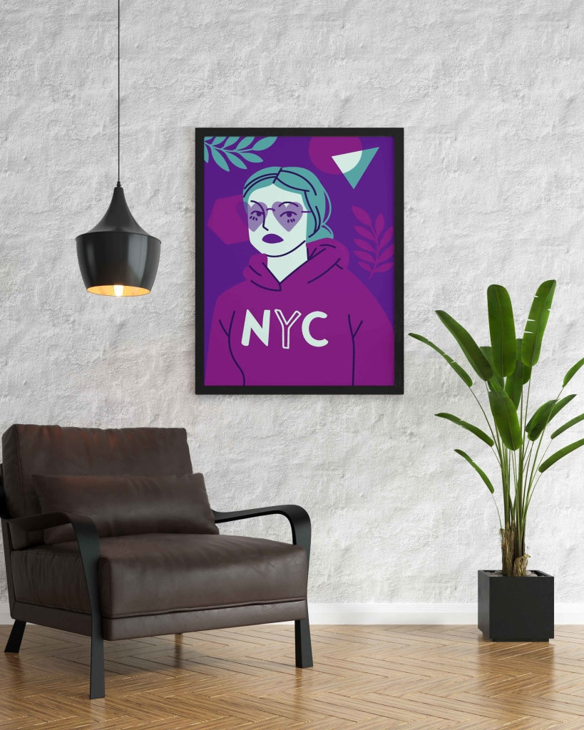 Girl With Glasses Portrait Art Frame For Wall Decor- Funkydecors Xs / Black Posters Prints & Visual