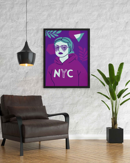 Girl With Glasses Portrait Art Frame For Wall Decor- Funkydecors Xs / Black Posters Prints & Visual