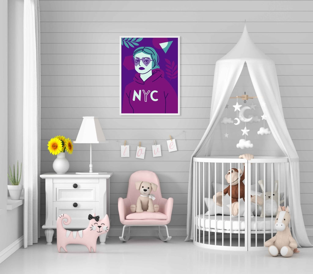 Girl With Glasses Portrait Art Frame For Wall Decor- Funkydecors Xs / White Posters Prints & Visual