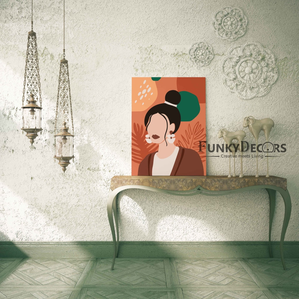 Girl With High Bun Portrait Art Frame For Wall Decor- Funkydecors Posters Prints & Visual Artwork