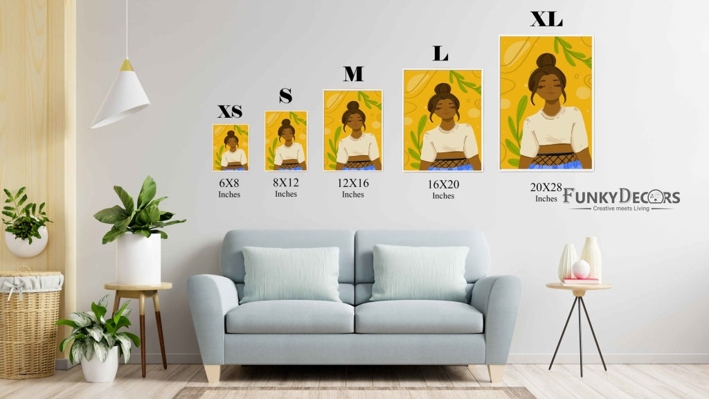 Girl With High Bun Portrait Art Frame For Wall Decor- Funkydecors Posters Prints & Visual Artwork