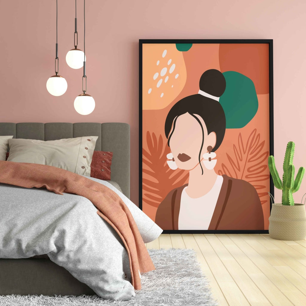 Girl With High Bun Portrait Art Frame For Wall Decor- Funkydecors Xs / Black Posters Prints & Visual
