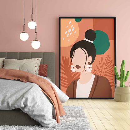 Girl With High Bun Portrait Art Frame For Wall Decor- Funkydecors Xs / Black Posters Prints & Visual