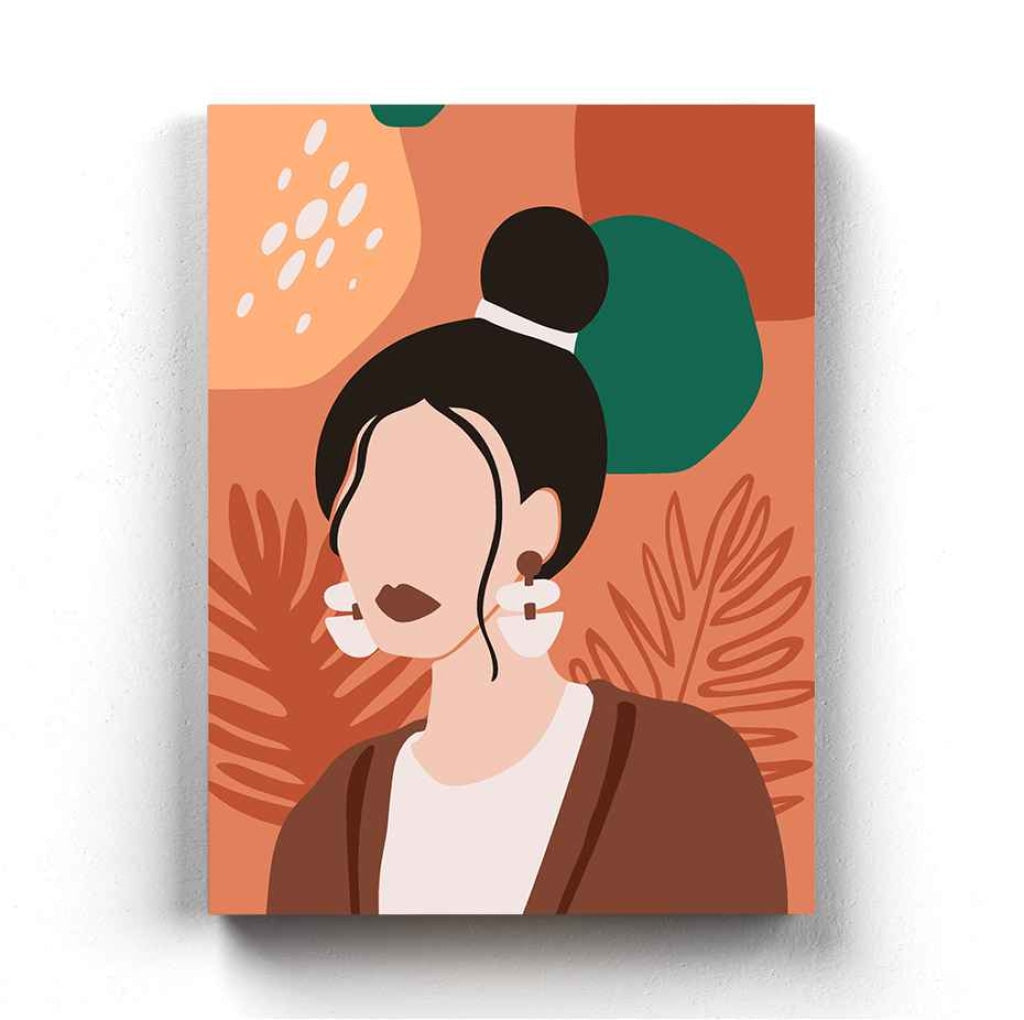 Girl With High Bun Portrait Art Frame For Wall Decor- Funkydecors Xs / Canvas Posters Prints &