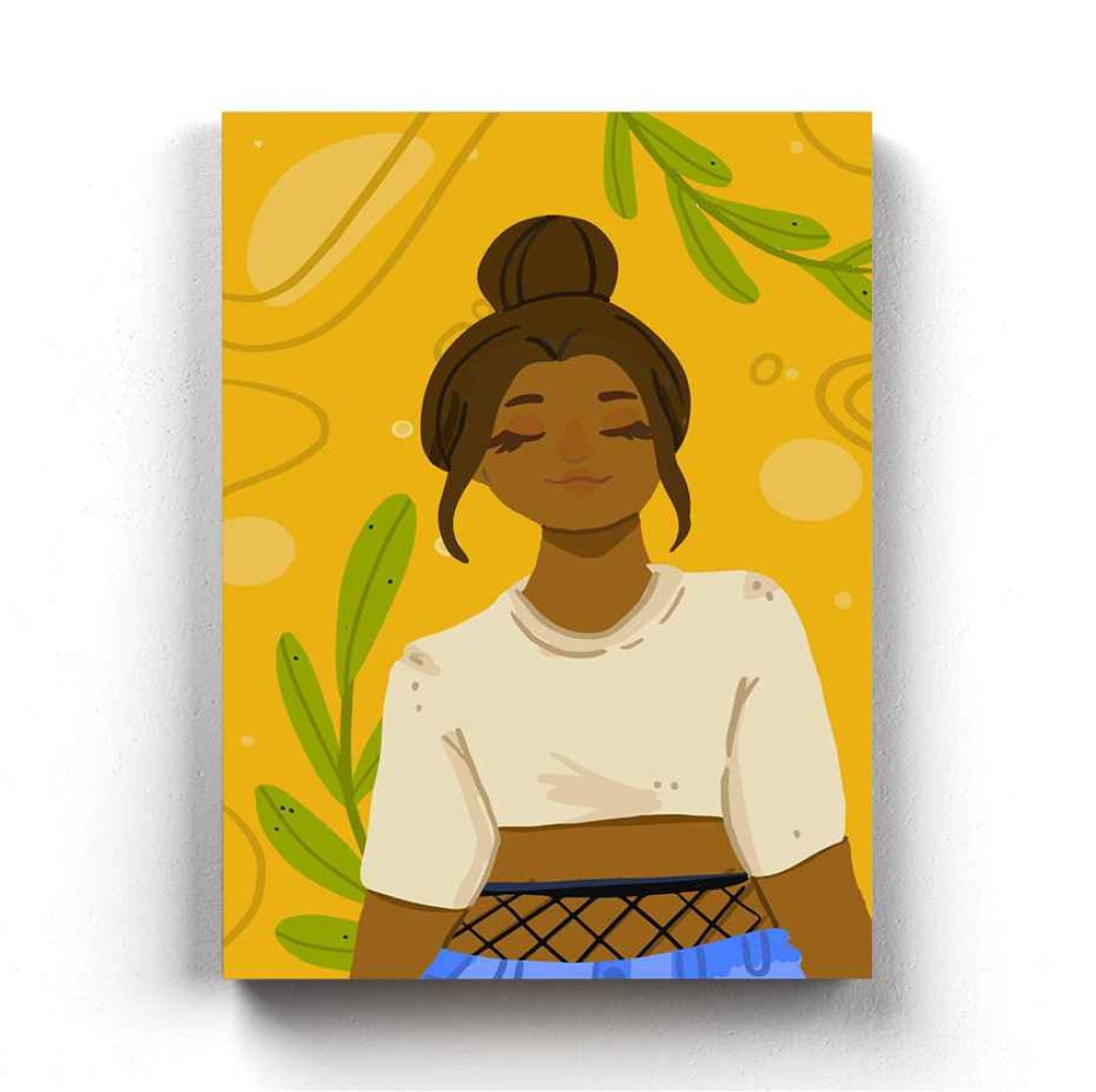 Girl With High Bun Portrait Art Frame For Wall Decor- Funkydecors Xs / Canvas Posters Prints &