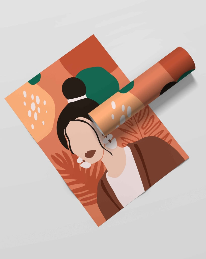 Girl With High Bun Portrait Art Frame For Wall Decor- Funkydecors Xs / Roll Posters Prints & Visual