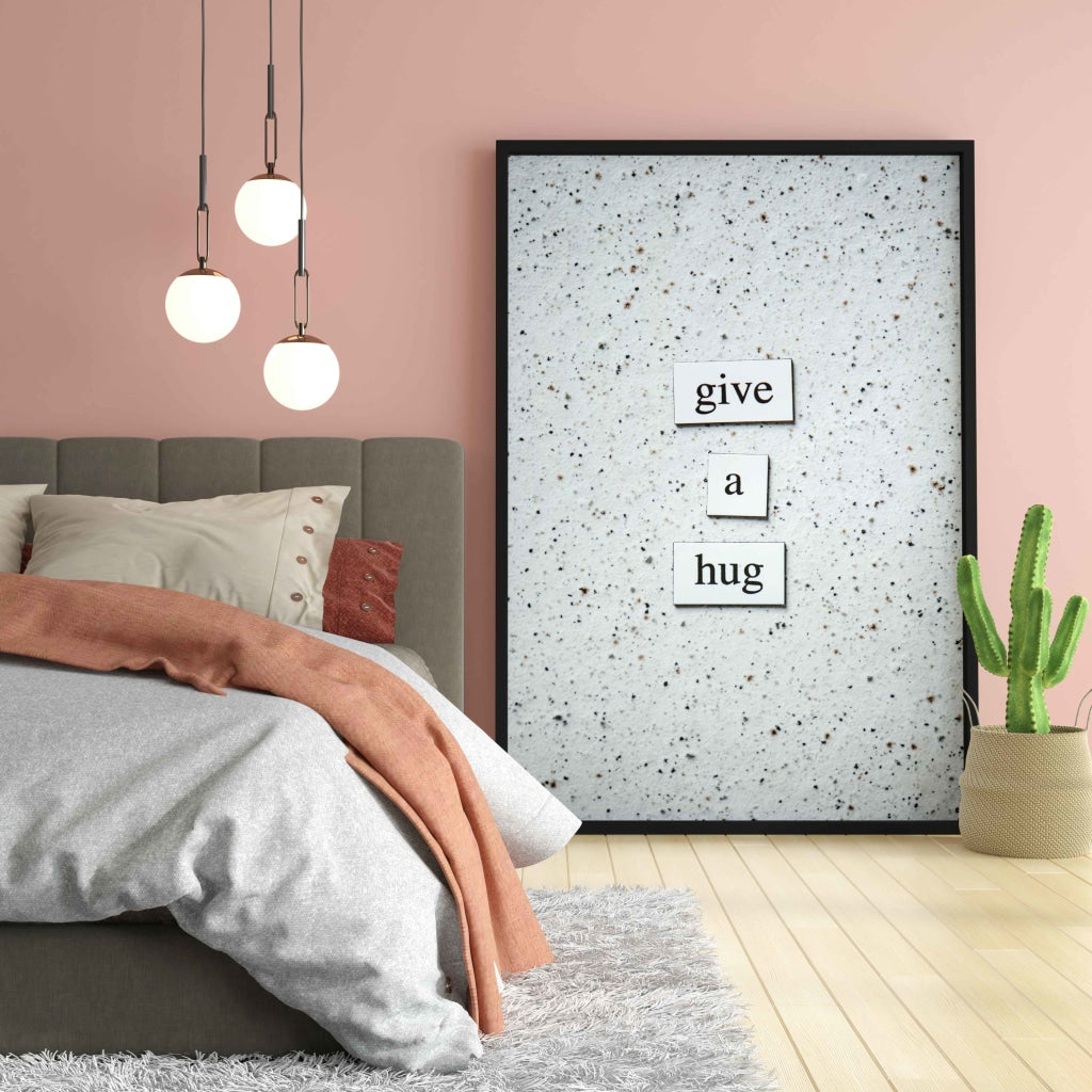 Give A Hug - Quotes Art Frame For Wall Decor- Funkydecors Xs / Black Posters Prints &amp; Visual Artwork