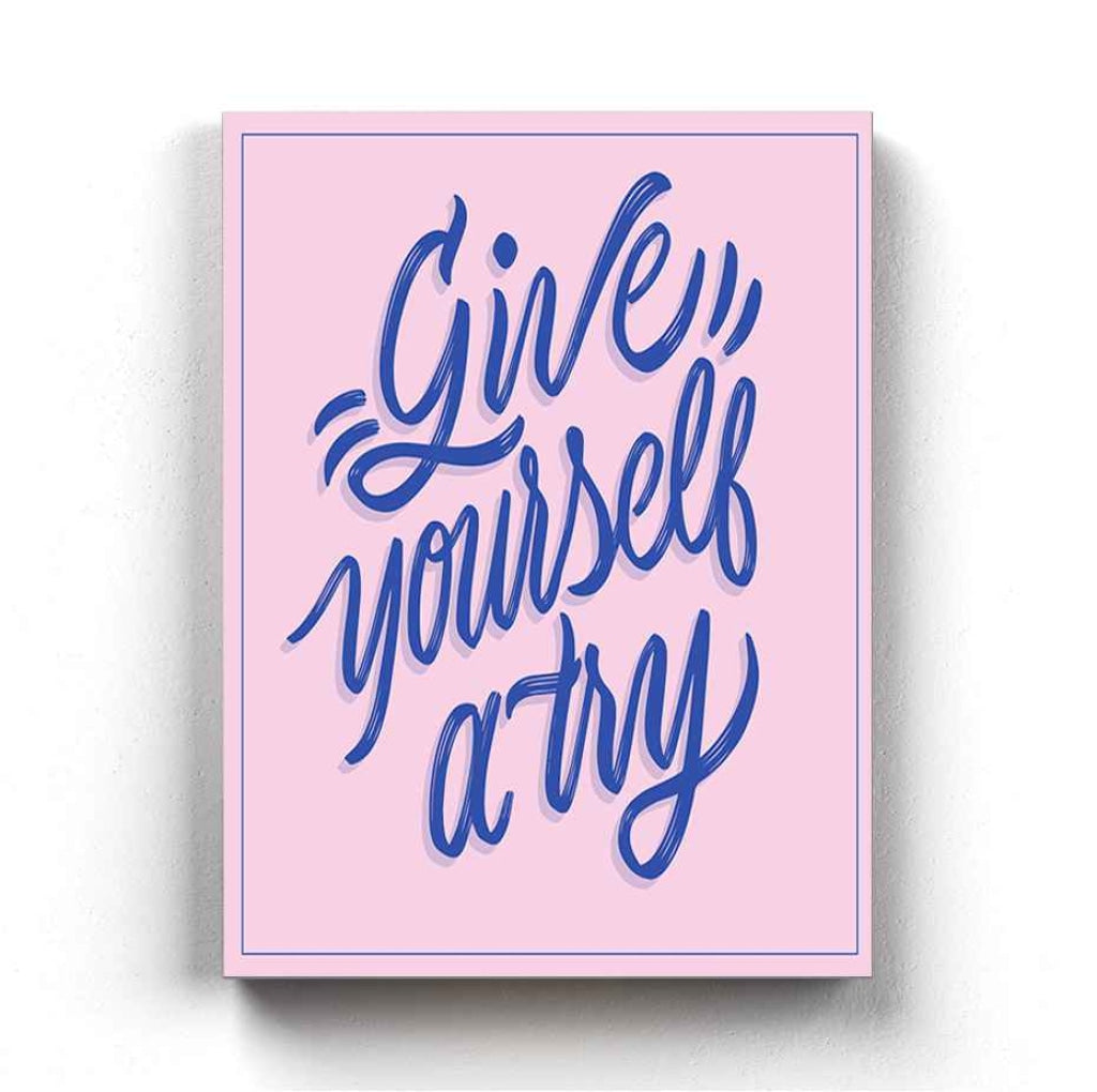 Give Yourself A Try - Motivation Quotes Art Frame For Wall Decor- Funkydecors Xs / Canvas Posters