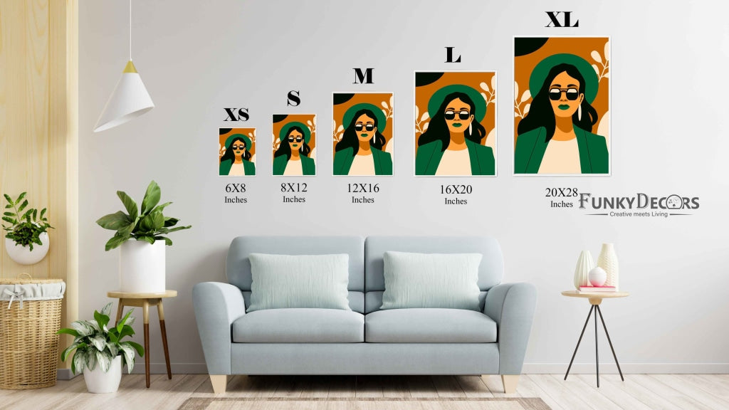 Go Green Girl Portrait Art Frame For Wall Decor- Funkydecors Posters Prints & Visual Artwork
