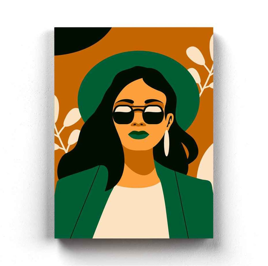 Go Green Girl Portrait Art Frame For Wall Decor- Funkydecors Xs / Canvas Posters Prints & Visual