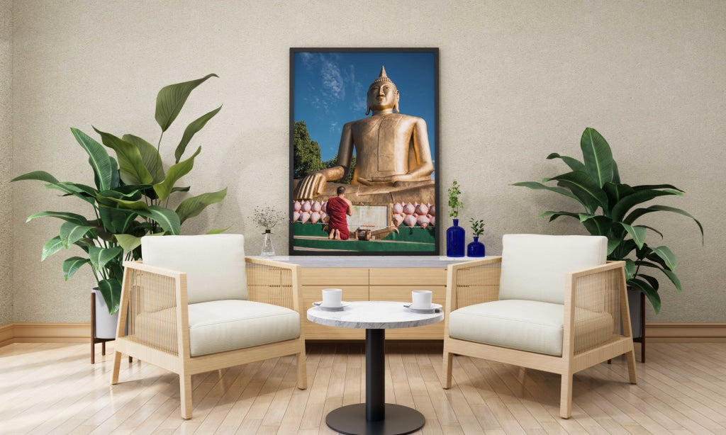 Golden Buddha - Spiritual Art Frame For Wall Decor- Funkydecors Xs / Black Posters Prints & Visual