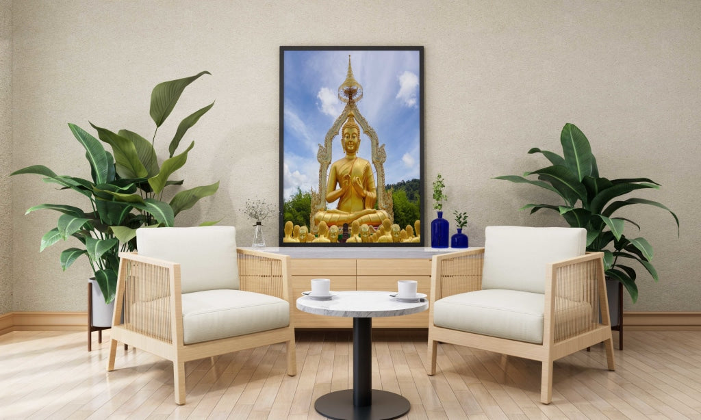 Golden Buddha - Spiritual Art Frame For Wall Decor- Funkydecors Xs / Black Posters Prints &amp; Visual