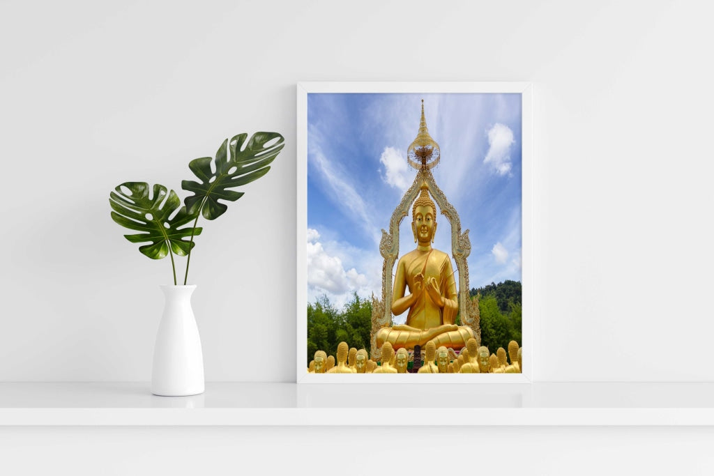 Golden Buddha - Spiritual Art Frame For Wall Decor- Funkydecors Xs / White Posters Prints &amp; Visual