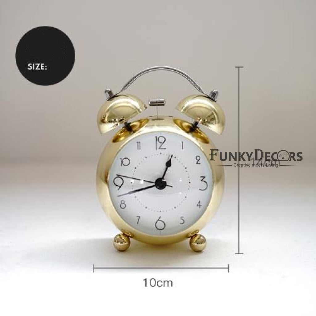 Golden Royal Retro Style Alarm Kids Room Table Clock-Funkydecors Clocks