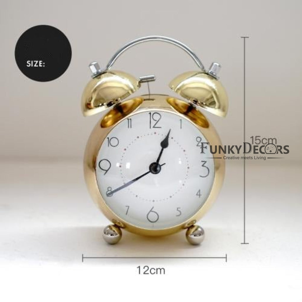 Golden Royal Retro Style Alarm Kids Room Table Clock-Funkydecors Clocks