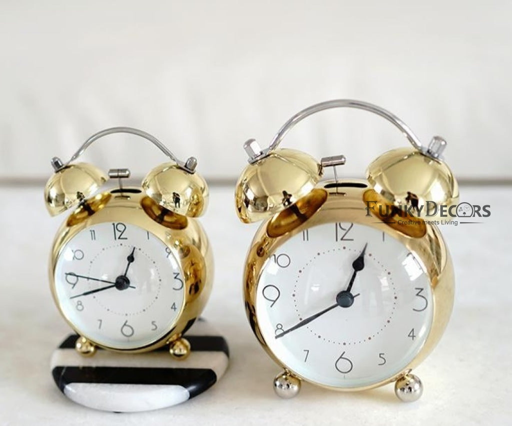 Golden Royal Retro Style Alarm Kids Room Table Clock-Funkydecors Clocks