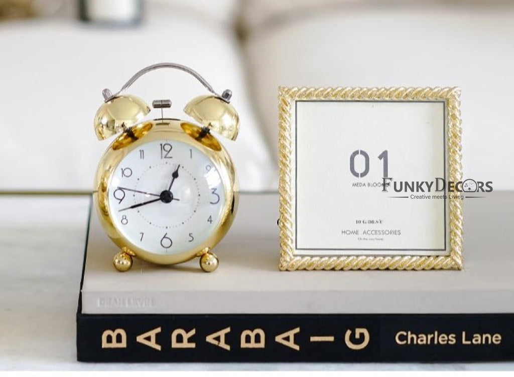 Golden Royal Retro Style Alarm Kids Room Table Clock-Funkydecors Clocks