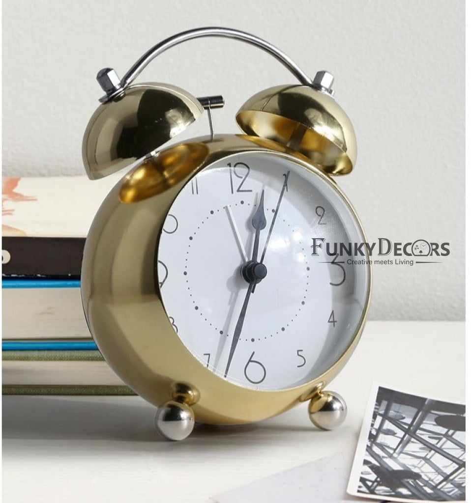 Golden Royal Retro Style Alarm Kids Room Table Clock-Funkydecors Clocks