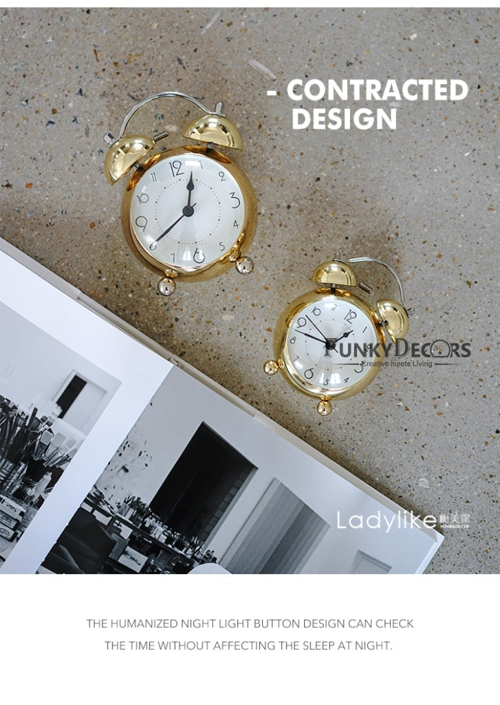Golden Royal Retro Style Alarm Kids Room Table Clock-Funkydecors Clocks