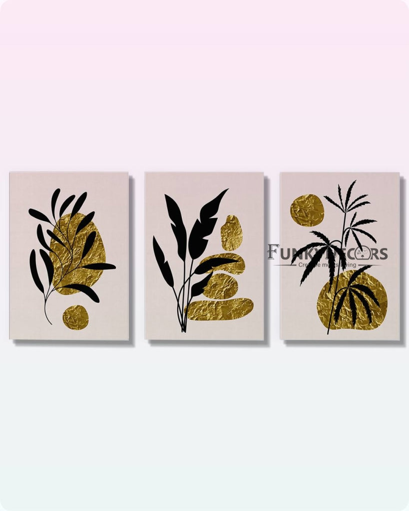 Golden Spot - Minimal 3 Panels Art Frame For Wall Decor- Funkydecors Posters Prints &amp; Visual Artwork