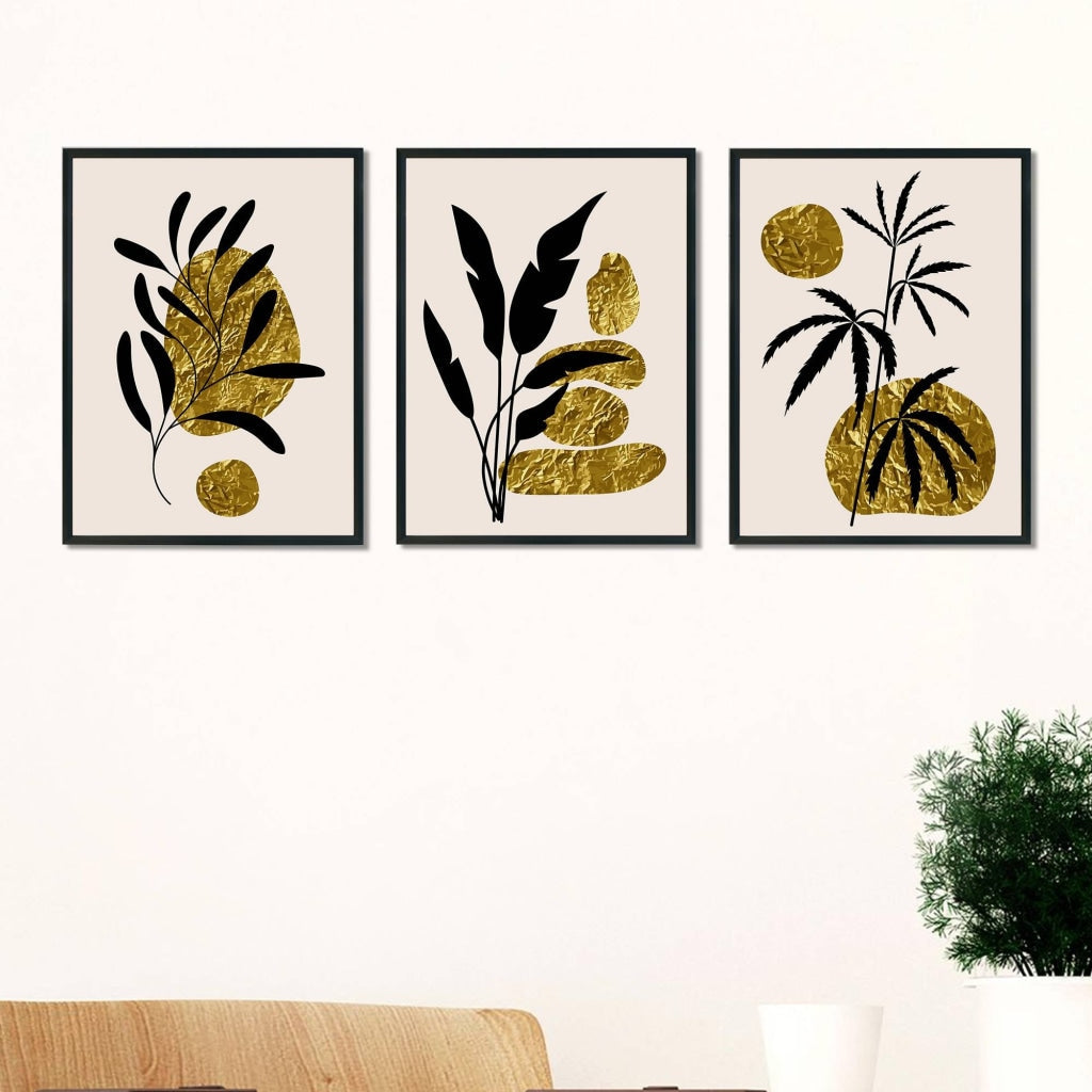 Golden Spot - Minimal 3 Panels Art Frame For Wall Decor- Funkydecors Xs / Black Posters Prints &amp;