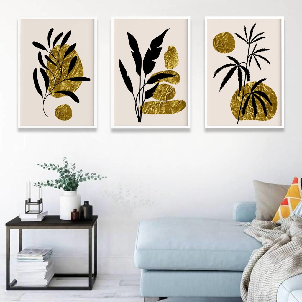 Golden Spot - Minimal 3 Panels Art Frame For Wall Decor- Funkydecors Xs / White Posters Prints &amp;