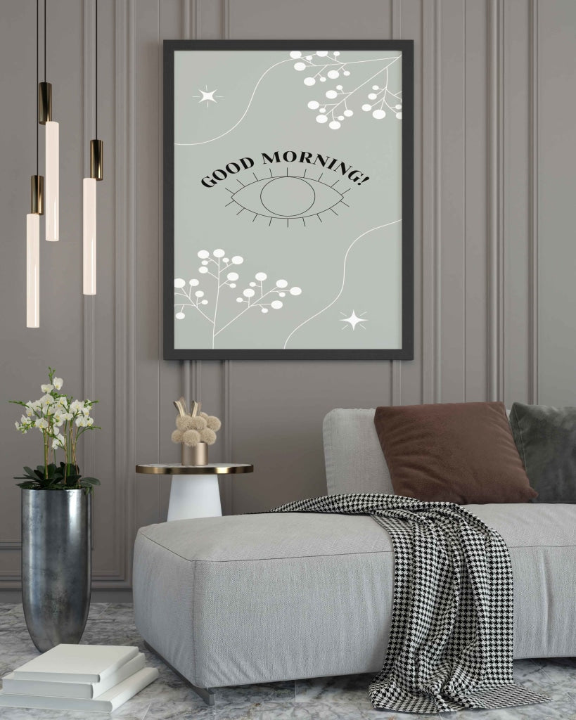 Good Morning - Minimal Art Frame For Wall Decor- Funkydecors Xs / Black Posters Prints & Visual