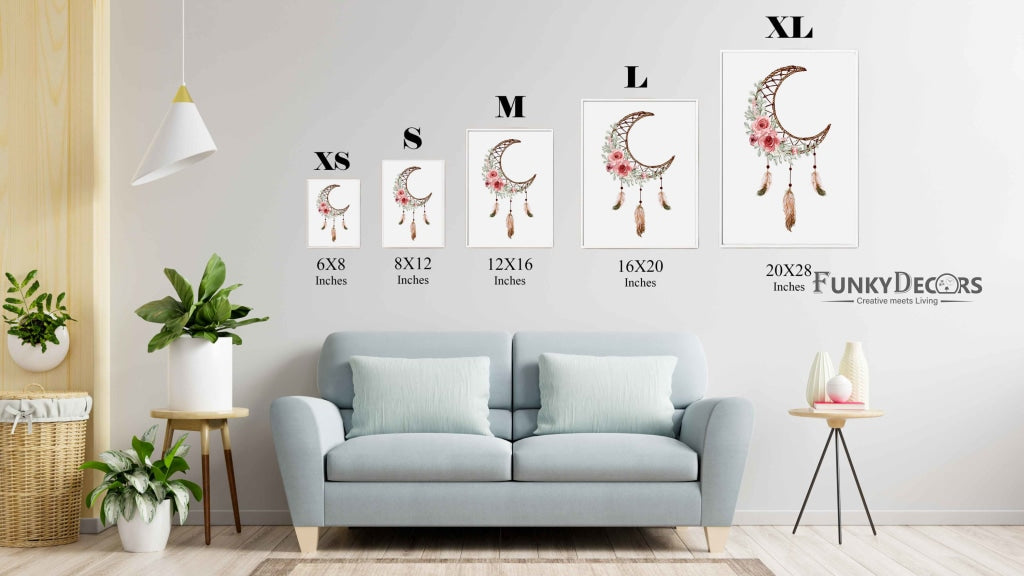Good Vibes Dream Catcher Design Portrait Art Frame For Wall Decor- Funkydecors Posters Prints &
