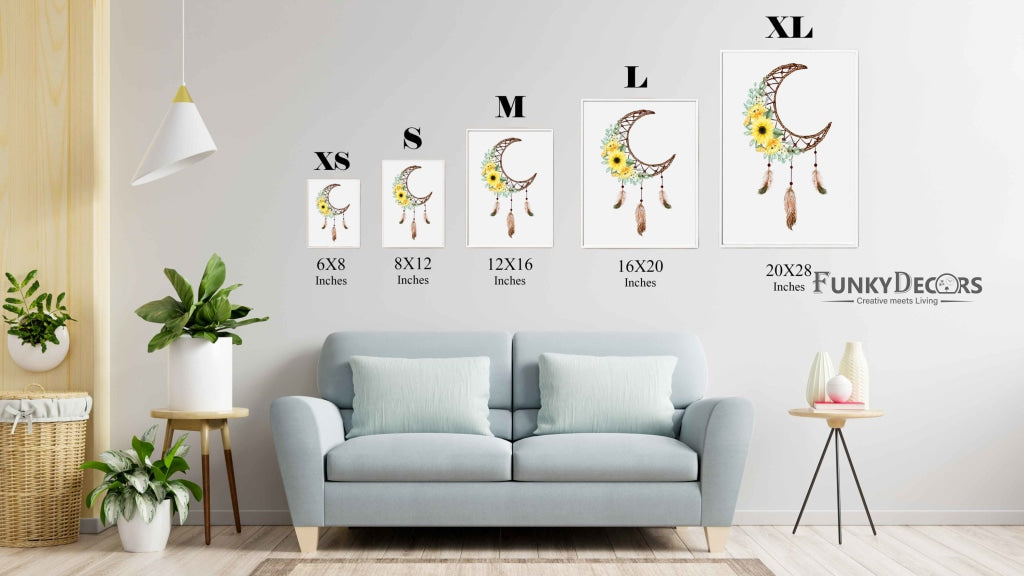 Good Vibes Dream Catcher Design Portrait Art Frame For Wall Decor- Funkydecors Posters Prints &