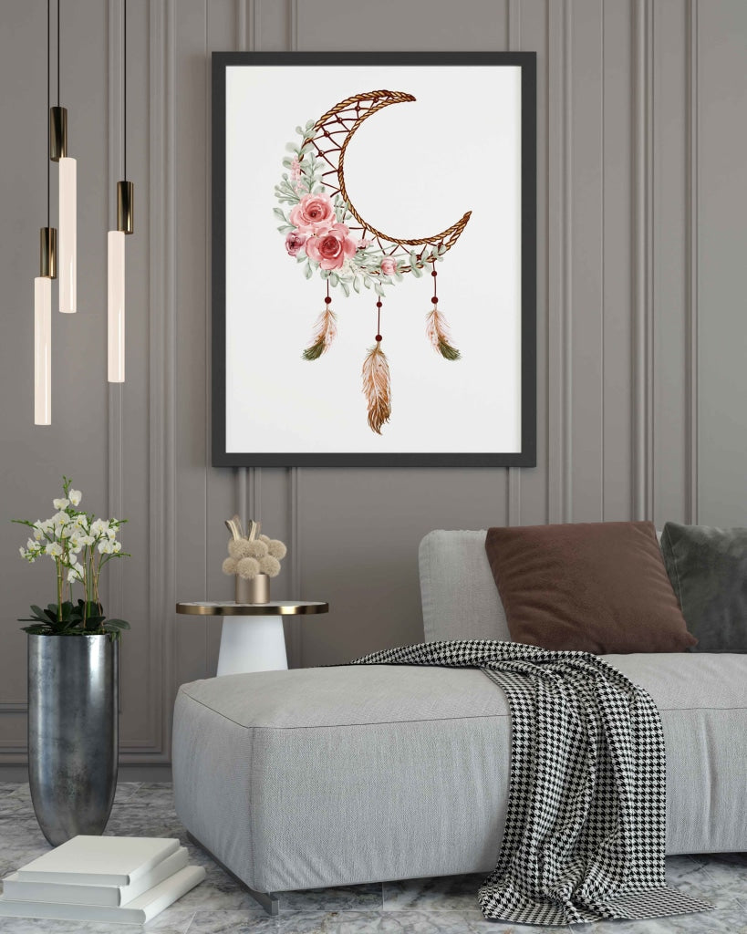 Good Vibes Dream Catcher Design Portrait Art Frame For Wall Decor- Funkydecors Xs / Black Posters