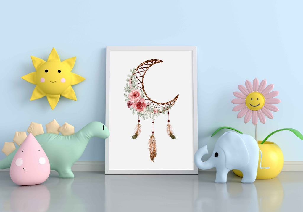 Good Vibes Dream Catcher Design Portrait Art Frame For Wall Decor- Funkydecors Xs / White Posters