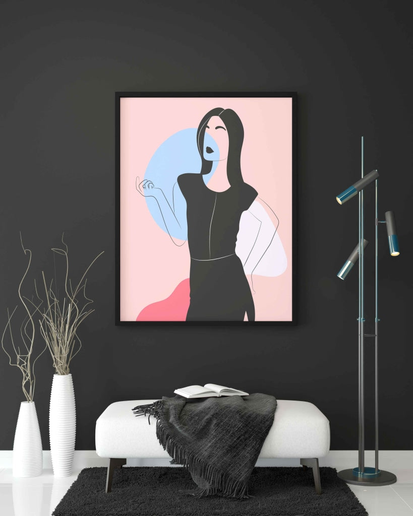 Graceful Women Portrait Art Frame For Wall Decor- Funkydecors Xs / Black Posters Prints & Visual