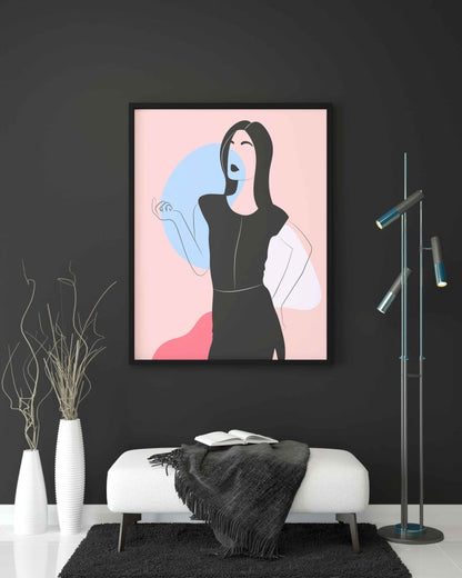 Graceful Women Portrait Art Frame For Wall Decor- Funkydecors Xs / Black Posters Prints & Visual
