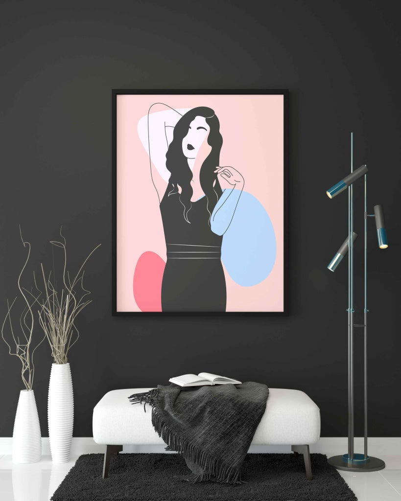 Graceful Women Portrait Art Frame For Wall Decor- Funkydecors Xs / Black Posters Prints & Visual