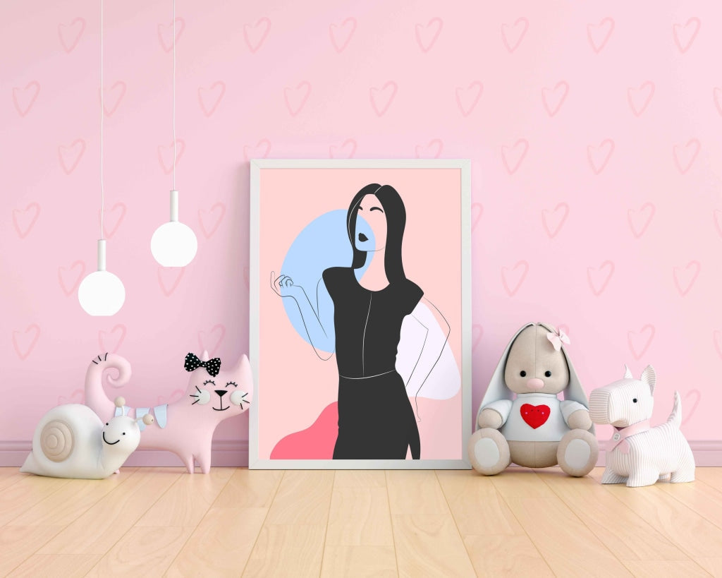 Graceful Women Portrait Art Frame For Wall Decor- Funkydecors Xs / White Posters Prints & Visual