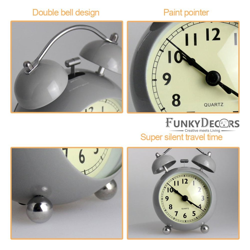 Grey Royal Retro Style Alarm Kids Room Table Clock-Funkydecors Clocks