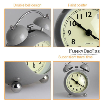 Grey Royal Retro Style Alarm Kids Room Table Clock-Funkydecors Clocks