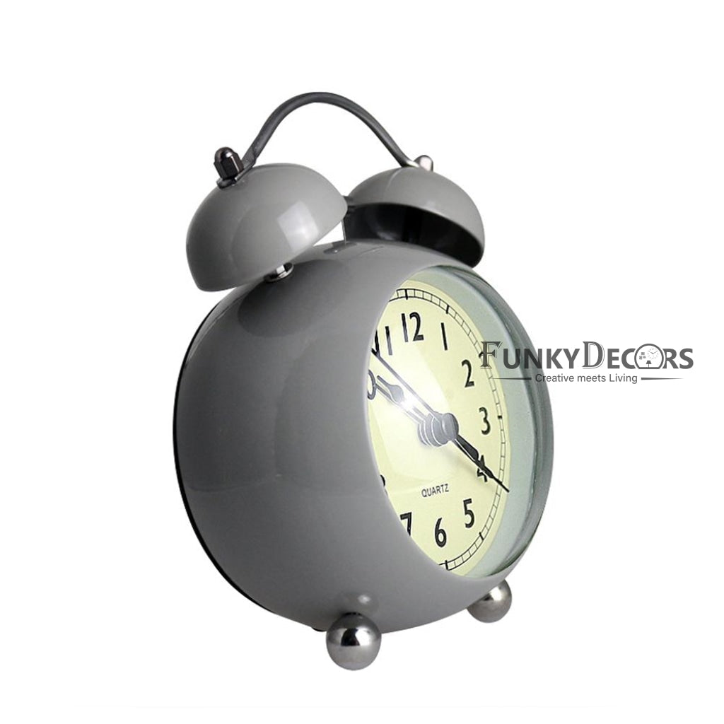 Grey Royal Retro Style Alarm Kids Room Table Clock-Funkydecors Clocks