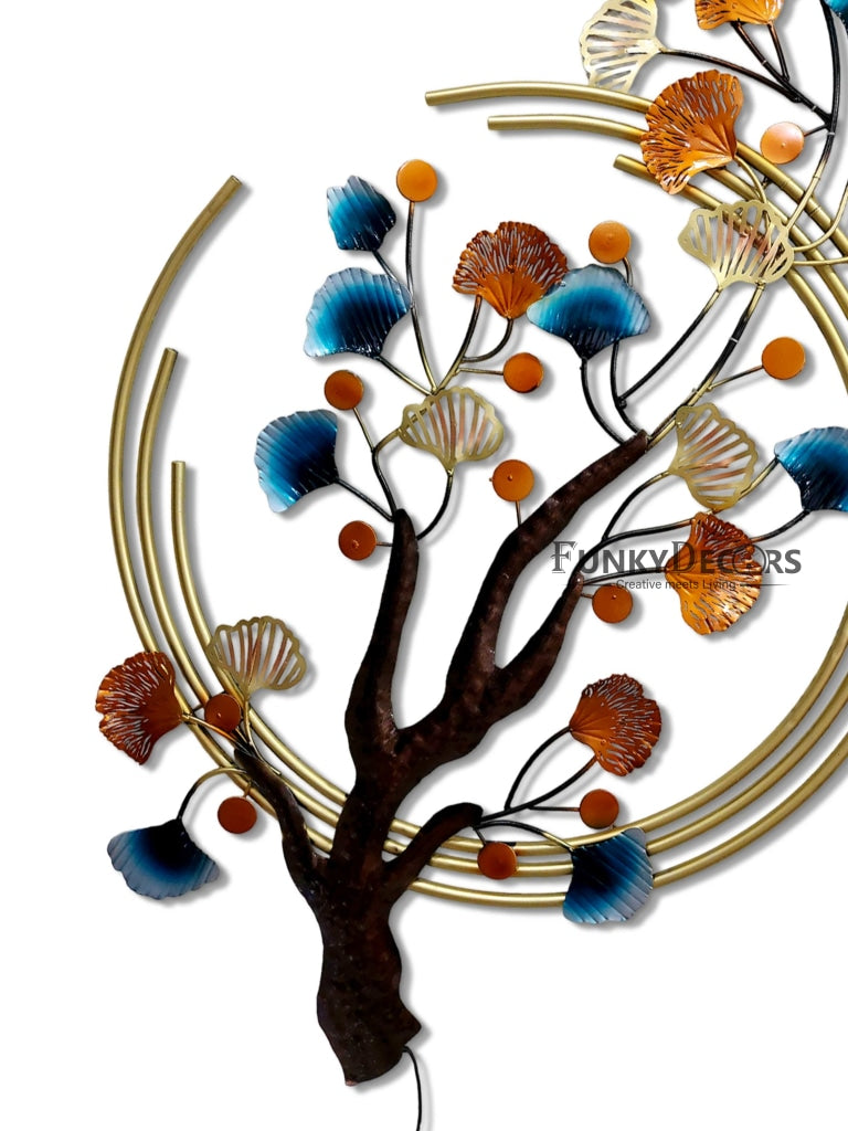 Half Moon Tree Metal Wall Art With Led Light- Funkydecors