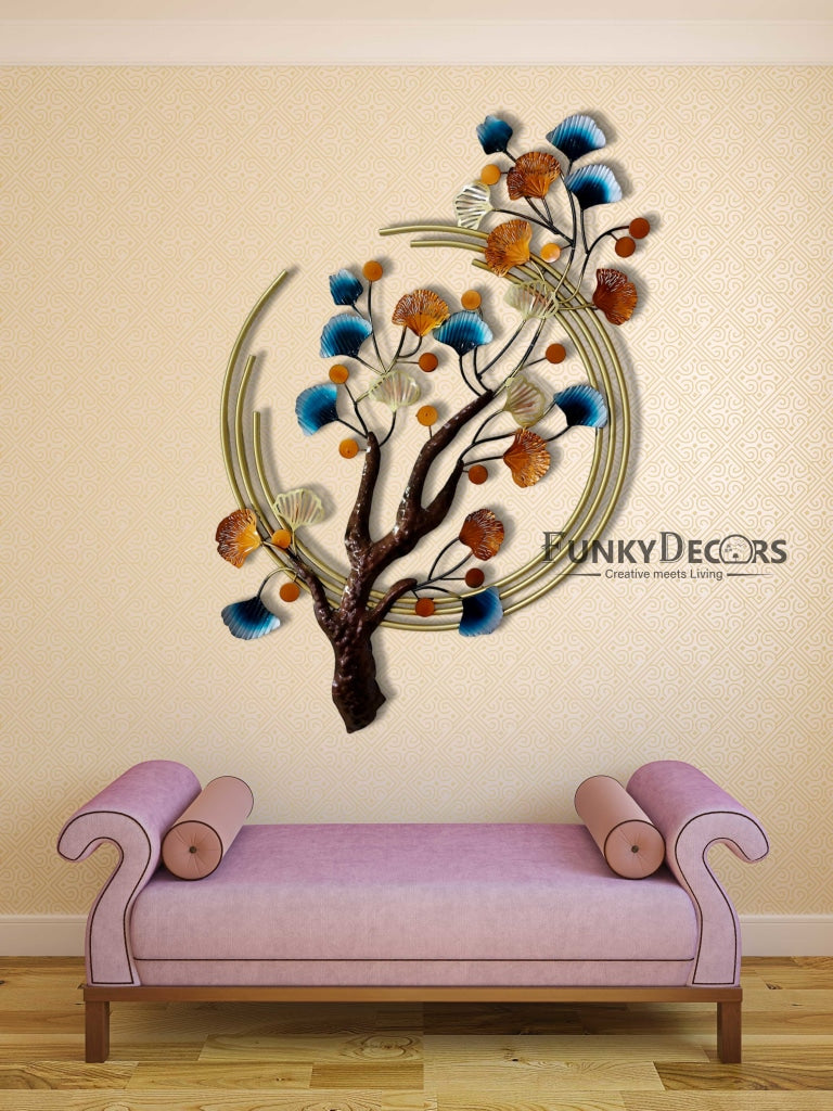 Half Moon Tree Metal Wall Art With Led Light- Funkydecors