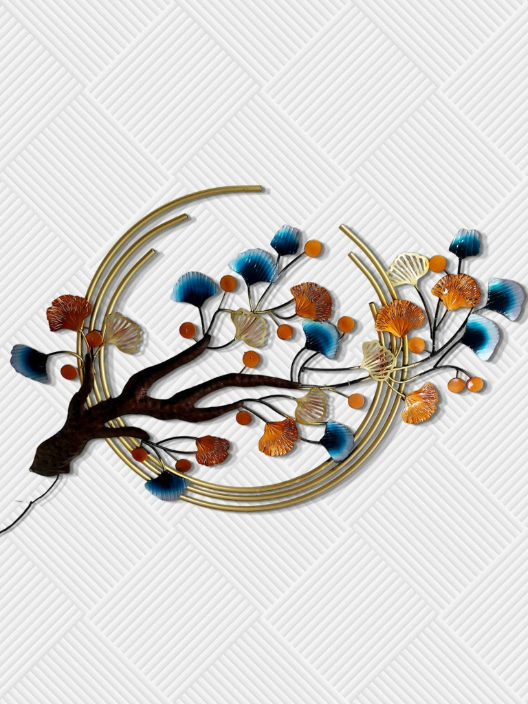 Half Moon Tree Metal Wall Art With Led Light- Funkydecors