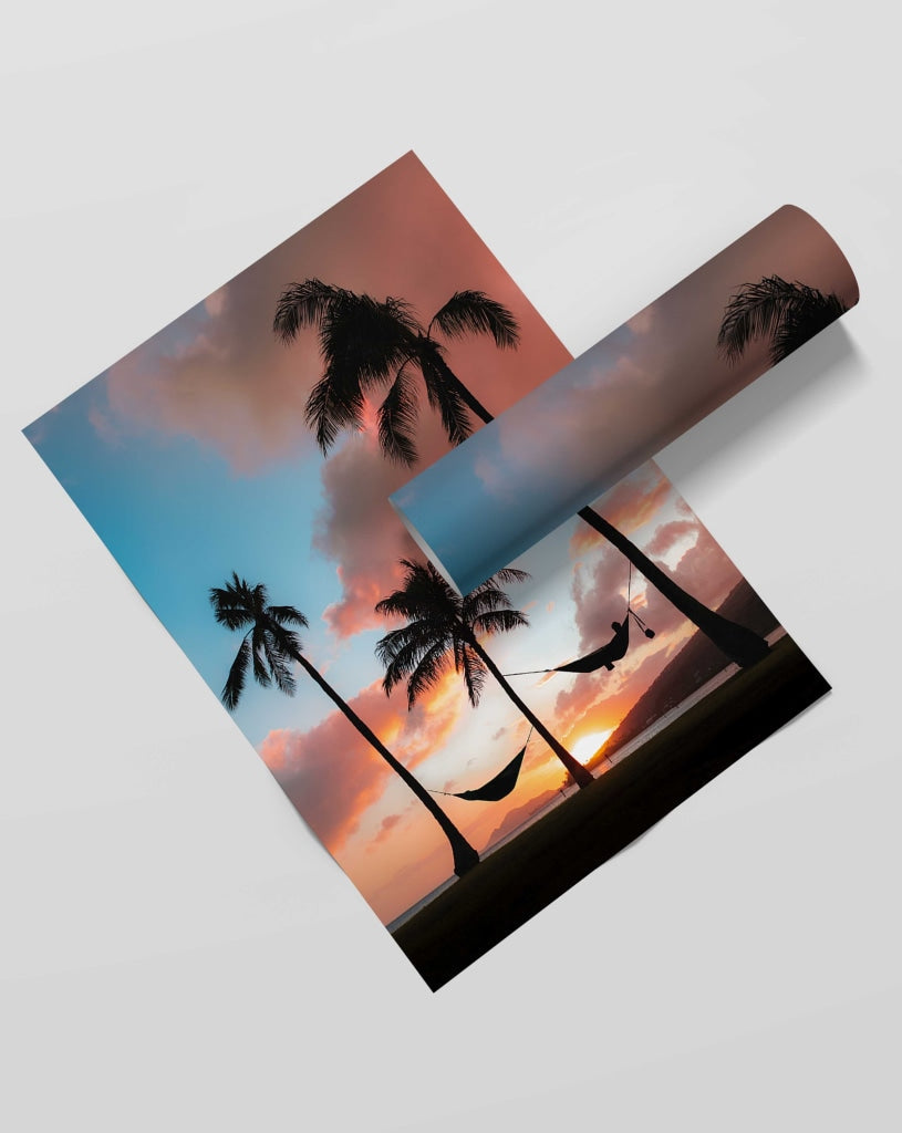 Hammock In Sunset - Nature Art Frame For Wall Decor- Funkydecors Xs / Roll Posters Prints &amp; Visual