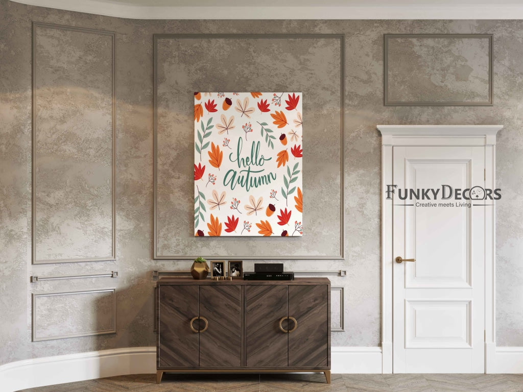 Hello Autumn - Motivation Quotes Art Frame For Wall Decor- Funkydecors Posters Prints &amp; Visual