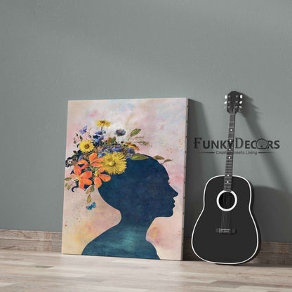 Her Floral Headgear - Portrait Art Frame For Wall Decor- Funkydecors Posters Prints & Visual Artwork