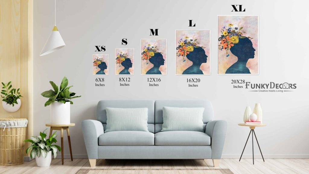 Her Floral Headgear - Portrait Art Frame For Wall Decor- Funkydecors Posters Prints & Visual Artwork